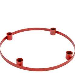 Adventkerzenhalter mit 4 Stabkerzenhalter, Metallkreis rot, Ø29cm
