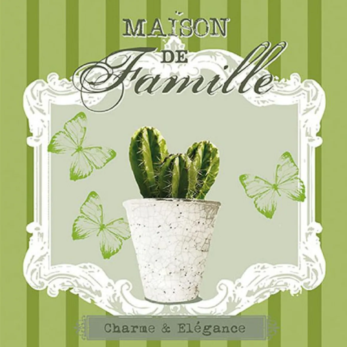 Ambiente Papierservietten Kaktus und Schmetterlinge, Cactus Charme, 33x33cm