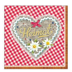 Ambiente Papierservietten Landhaus Vichy rot, Herz Heimat, 33x33cm