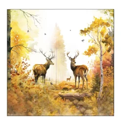Ambiente Papierservietten Hirsche auf Waldlichtung, 33x33cm