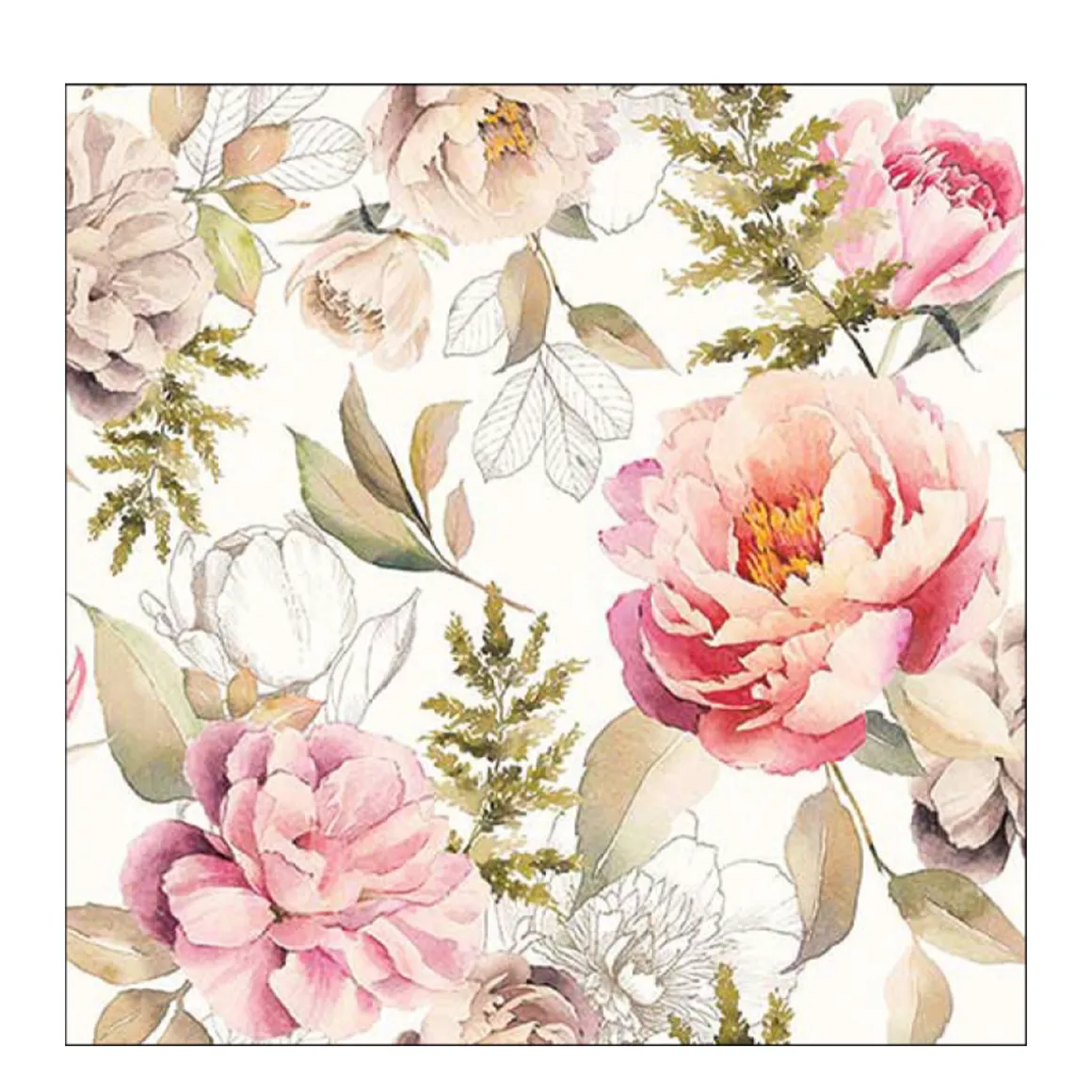 Ambiente Papierservietten Pfingstrosen, Peonies Composition, 33x33cm