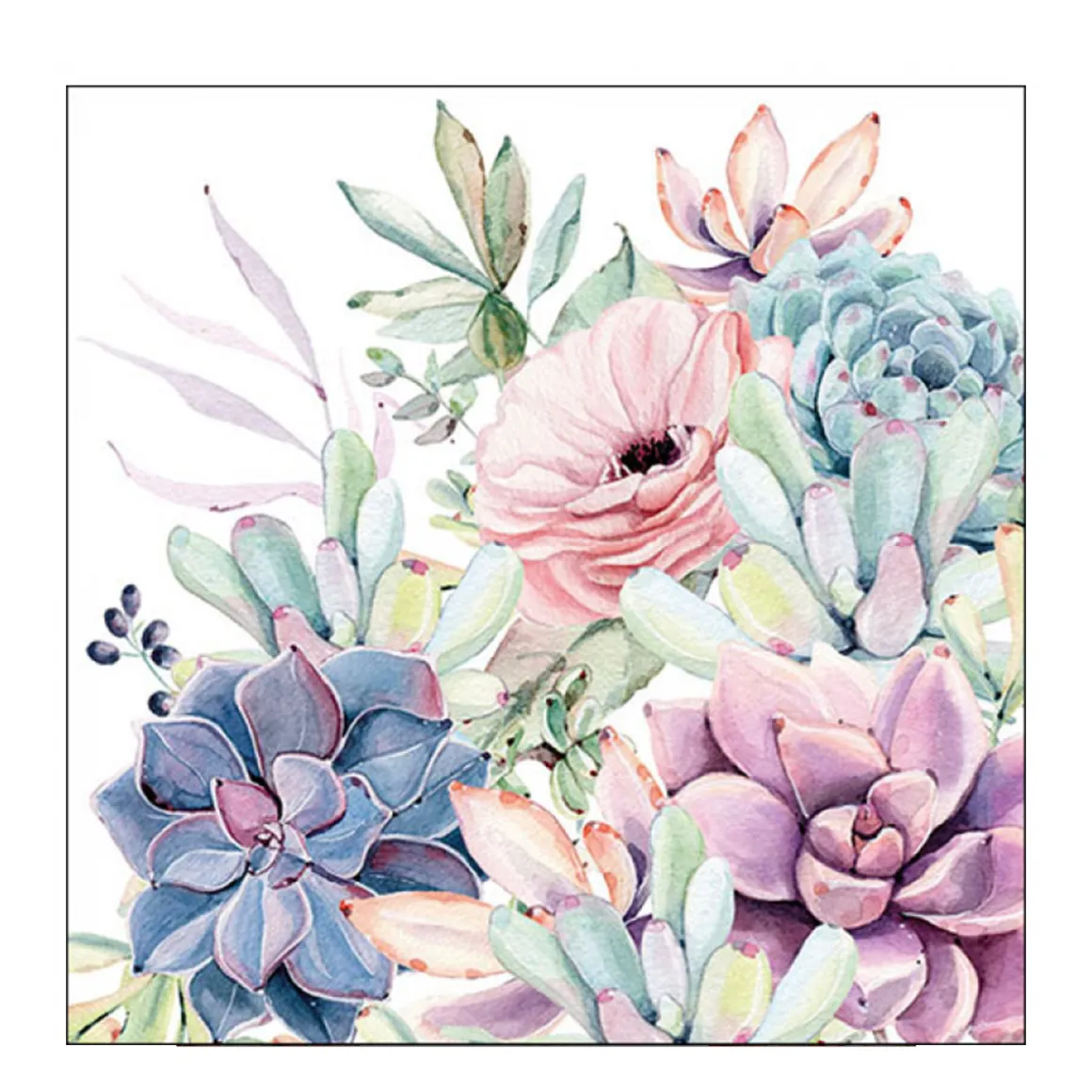 Ambiente Papierservietten Succulenten rose, Succulent love, 33x33cm