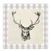 Ambiente Papierservietten Hirsch, Checked Stag Head Brown, Lunch, 33x33cm