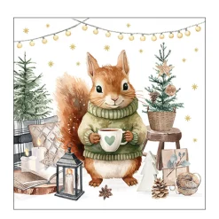 Ambiente Papierservietten Eichhörnchen Wooly - Winter, 33x33cm