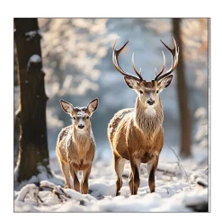 Ambiente Papierservietten Hirsche im Winter-Wald, 33x33cm