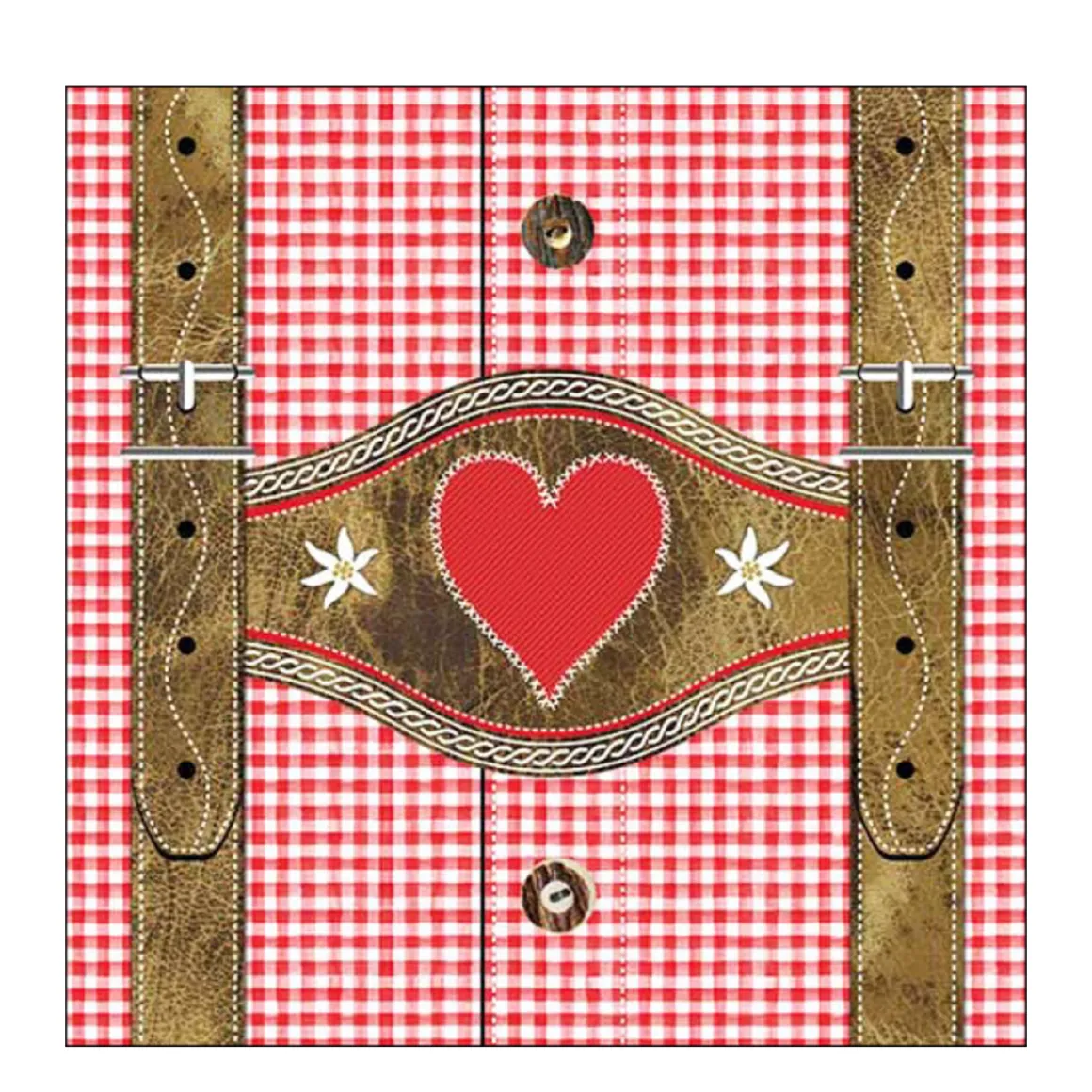 Ambiente Papierservietten Lederhose mit rot kariertem Hemd, 33x33cm