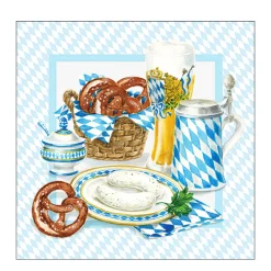 Ambiente Papierservietten, Weißwurstfrühstück, Breze, Weißwurst, Bierkrug, 33x33cm