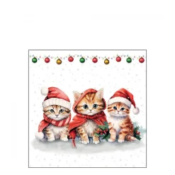 Ambiente Papierservietten Lustige Weihnachts-Kätzchen, 25x25cm