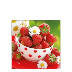 Ambiente Papierservietten Erdbeeren in der Schüssel, Strawberries in bowl, 25x25cm