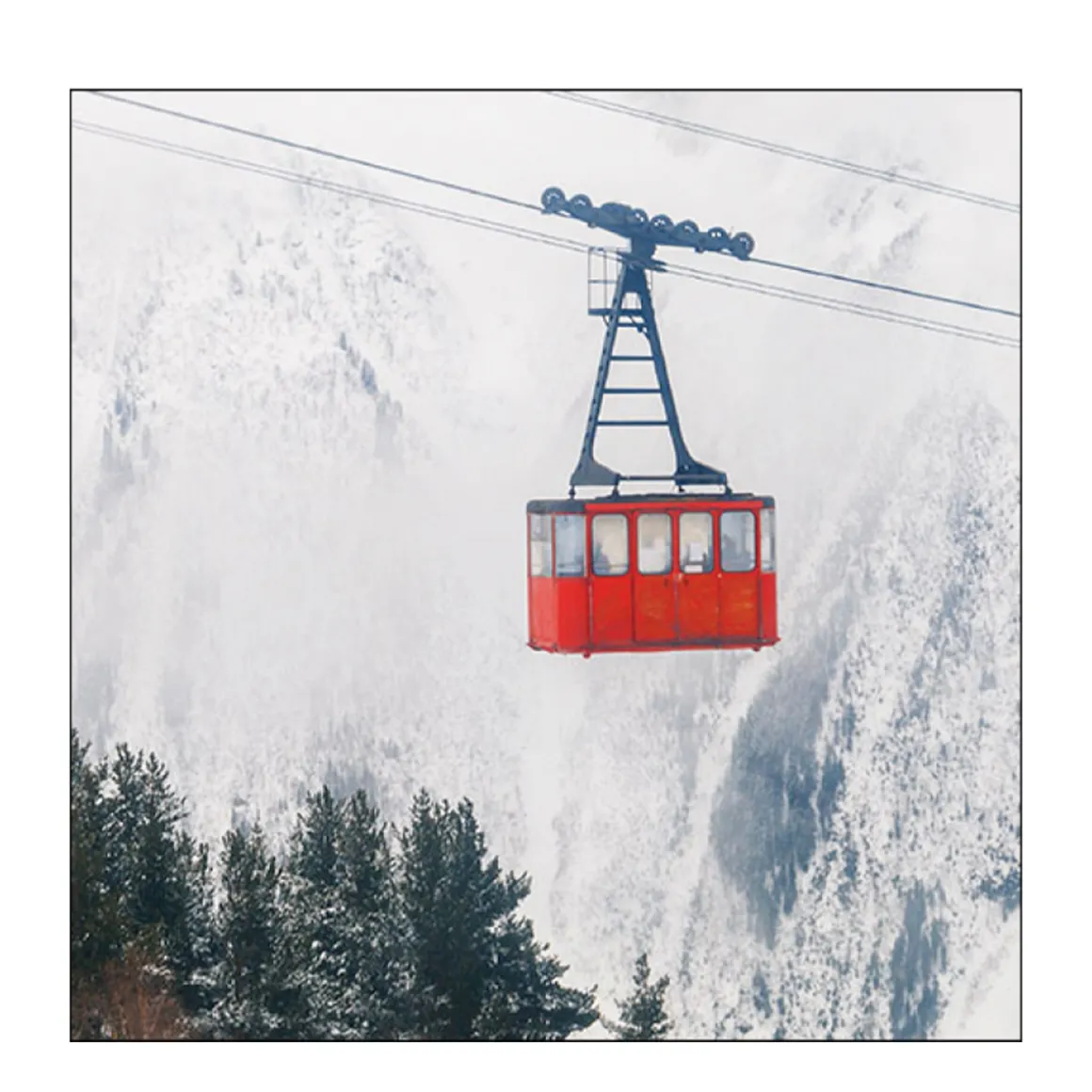 Ambiente Papierservietten Winter, rote Skigondel, 33x33cm