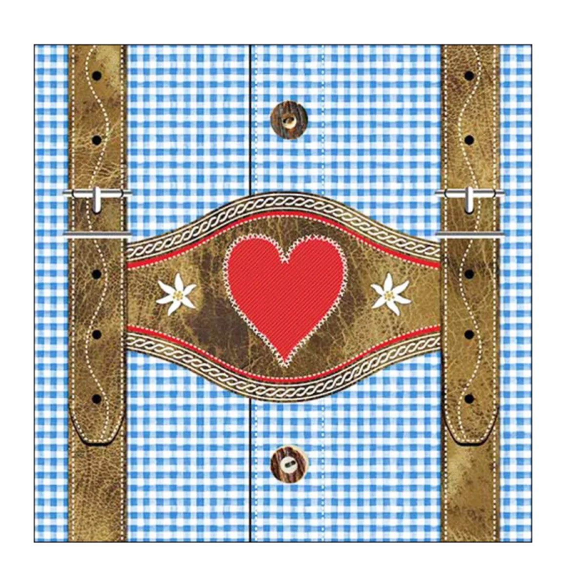 Ambiente Papierservietten Lederhose mit blau kariertem Hemd, 33x33cm