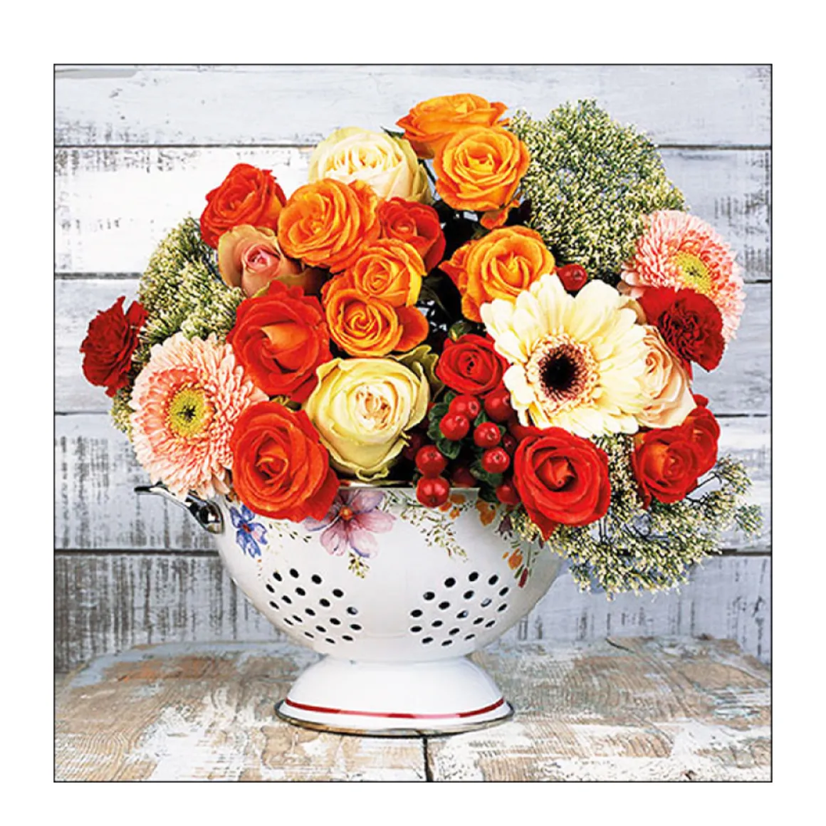 Ambiente Papierservietten Rosen-Blumenmix, Flowerd in Strainer, 33x33cm
