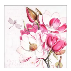 Ambiente Papierservietten Magnolien und Libelle, 33x33cm
