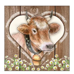 Ambiente Papierservietten Kuh, Kuh im Herz, 33x33cm