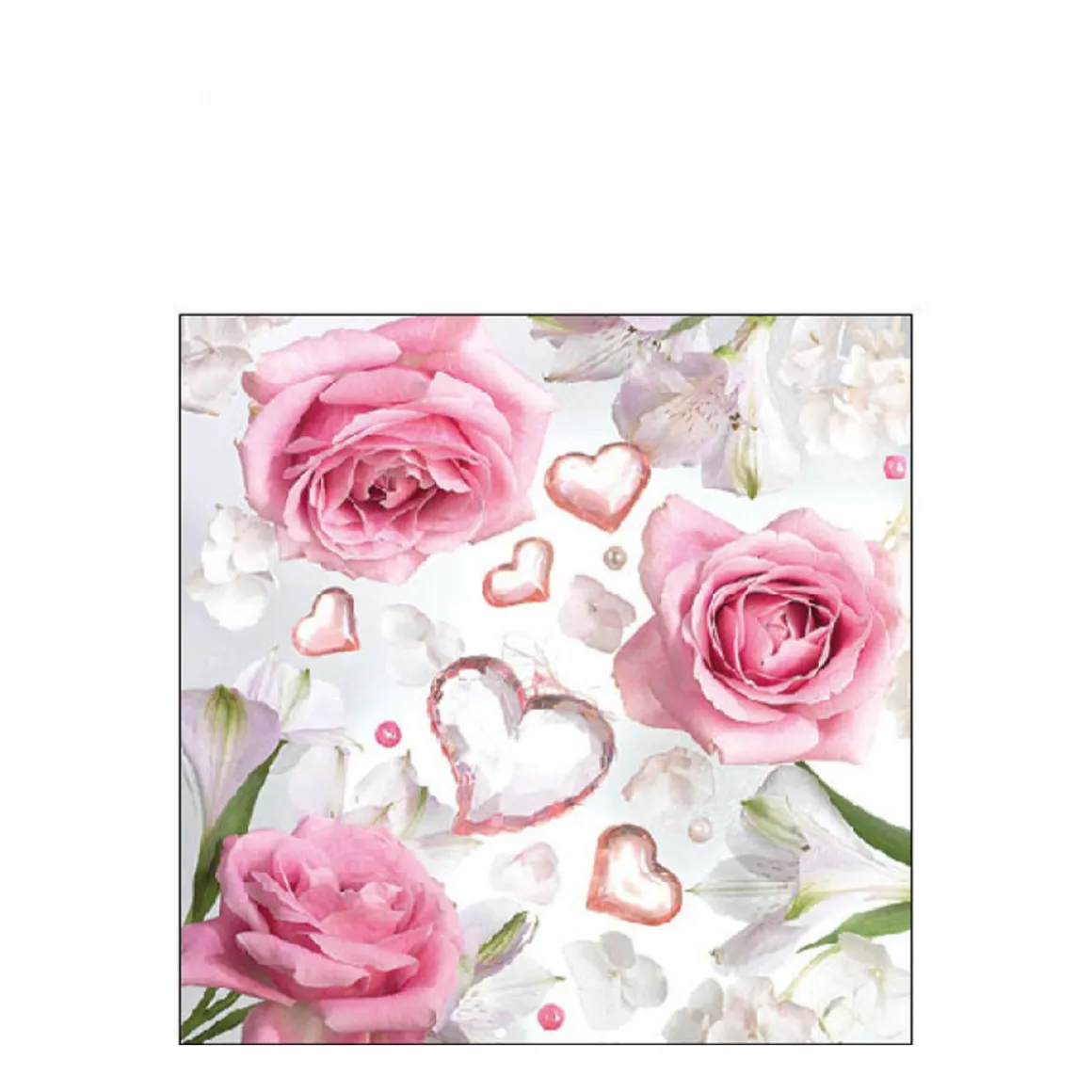 Ambiente Papierservietten Hochzeit, Muttertag - Rosen und Herzen, Loreen, 25x25cm