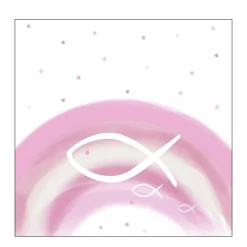 Ambiente Papierservietten Kommunion, Regenbogen und Fische rosa, 33x33cm
