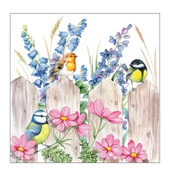 Ambiente Papierservietten, Vögel auf Gartenzaun, 33x33cm