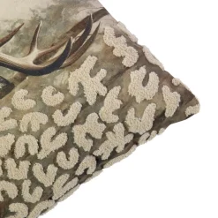 Baumwoll Kissen Hirsch Leo, Hirsch im Wald bestickt, 45x45cm, Mars & More