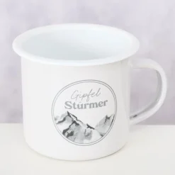 Becher Gipfel - Gipfelstürmer, Emaillbecher mit Henkel, 12x9cm, Boltze Home Collections