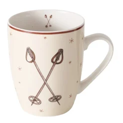 Becher Mountains Skistöcke, Keramikbecher Winter, mit Henkel, 350ml, Boltze Home Collections