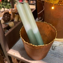 Übertopf Rost mit Goldrand, Pflanztopf Edelrost used look, 9x10cm