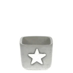 Übertopf Stern, betonoptik, grau-weiß, unfinish, 9x8cm, Beton