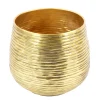 Übertopf Weihnachten, Pflanztopf mit Rillen, gold, 14x12cm, Metall