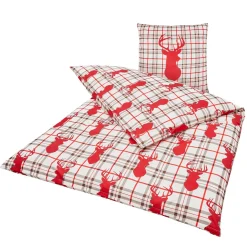 Bettwäsche Hirsch Kitzbühl, karierte Bettwäsche im Landhausstil, 200x135cm, Boltze Home Collections