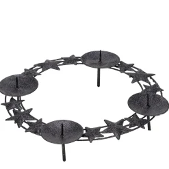 Deko Adventskranz Sterne, Metallkranz mit Sterne schwarz, Kranz zum Auflegen, Ø35cm