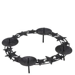 Deko Adventskranz Sterne, Metallkranz mit Sterne schwarz, Kranz zum Auflegen, Ø24cm