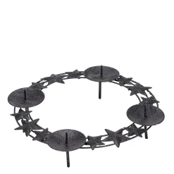 Deko Adventskranz Sterne, Metallkranz mit Sterne schwarz, Kranz zum Auflegen, Ø24cm