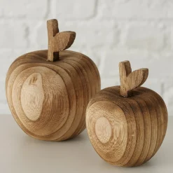 Deko Apfel Harvest Natur, Apfel aus Naturholz, 8cm, Boltze Home Collections