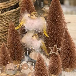 Deko Baum Kupfer, Tannenbaum rostbraun mit Glimmer, Pfeiffenputzer, 20cm