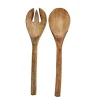 Deko Besteck Set, Holzbesteck Gabel und Löffel, Salatbesteck aus Mangoholz, 25cm