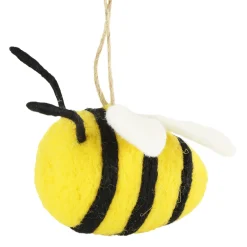 Deko Biene aus Filz zum Hängen, Filzbiene gelb-schwarz, 8x9cm