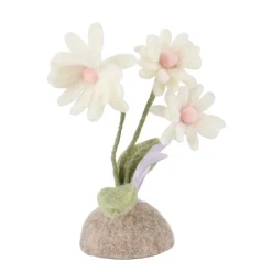 Deko Blume aus Filz, Filzblume weiß auf Filzsockel, 20cm