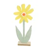 Deko Blume, Filzblume gelb auf Holzsockel, 33cm