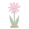 Deko Blume, Filzblume rosa auf Holzsockel, 33cm