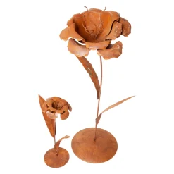 Deko Blume, Rostblume auf Platte, 60x21cm, Edelrost, Gerrys Garden