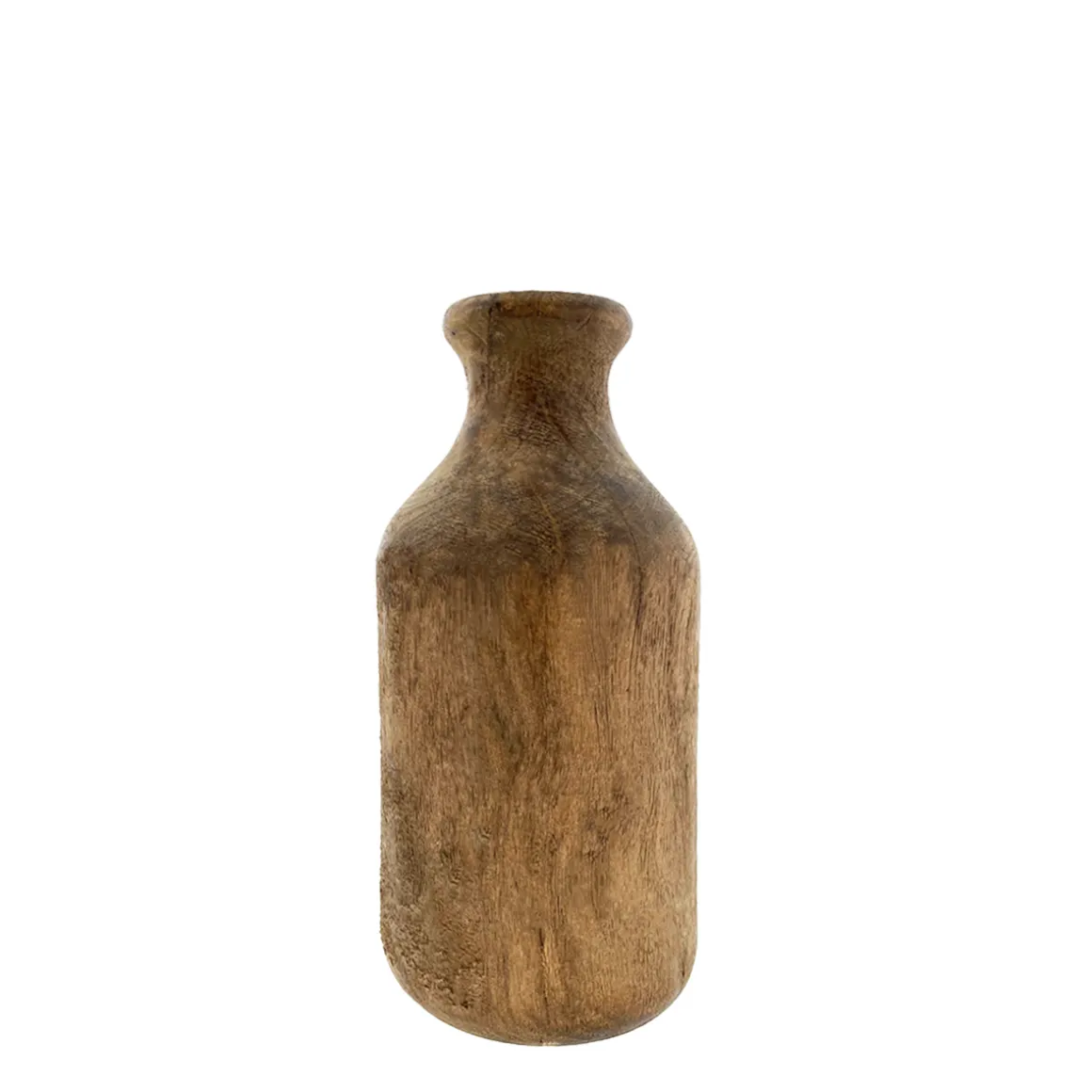 Deko Blumenvase Flasche Naturholz, Holzflasche, Kerzenständer oder Blumenvase aus Naturholz, 25cm