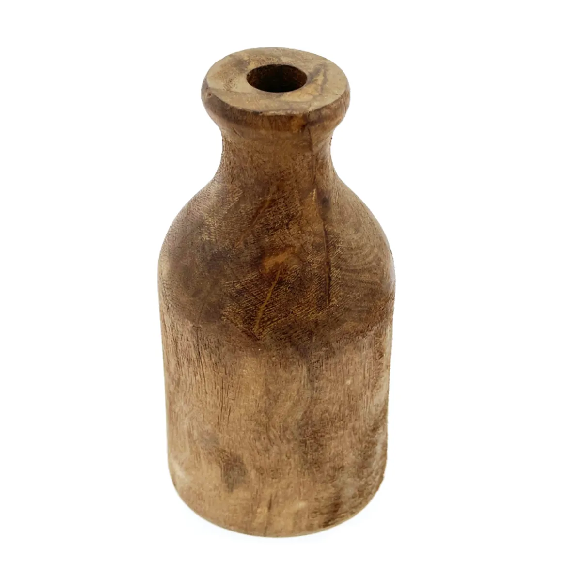 Deko Blumenvase Flasche Naturholz, Holzflasche, Kerzenständer oder Blumenvase aus Naturholz, 25cm