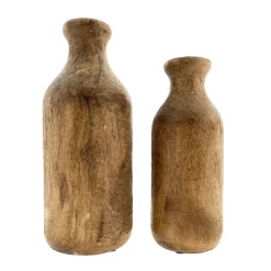 Deko Blumenvase Flasche Naturholz, Holzflasche, Kerzenständer oder Blumenvase aus Naturholz, 25cm