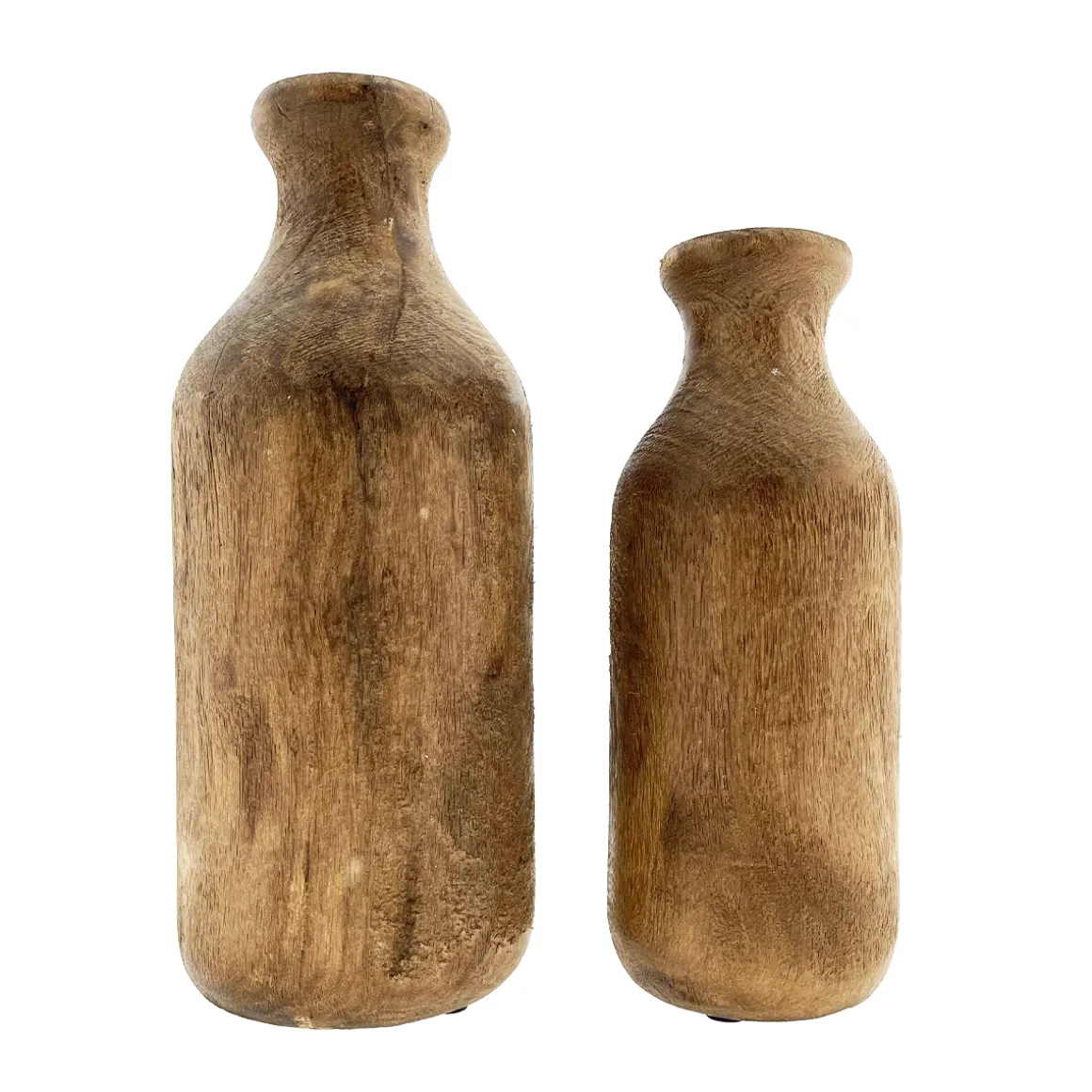 Deko Blumenvase Flasche Naturholz, Holzflasche, Kerzenständer oder Blumenvase aus Naturholz, 25cm