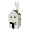Deko Blumenvase Haus, kleines weißes Holzhaus mit Reagenzglas, 5x9cm