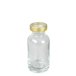 Deko Blumenvase, runde Vase klar mit Goldrand, 5x11cm