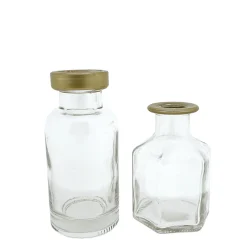 Deko Blumenvase, runde Vase klar mit Goldrand, 5x11cm