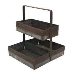 Deko Etagere Lyan used look, Metalltabletts 2-stufig, 35x30cm, Trademark Living