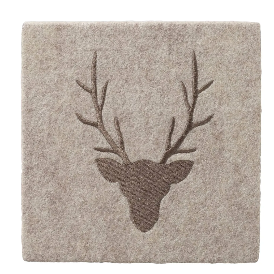 Deko Filzbild Hirsch Vilbert, Hirschkopf bestickt, braun-beige, 24x24cm, Boltze Home Collections