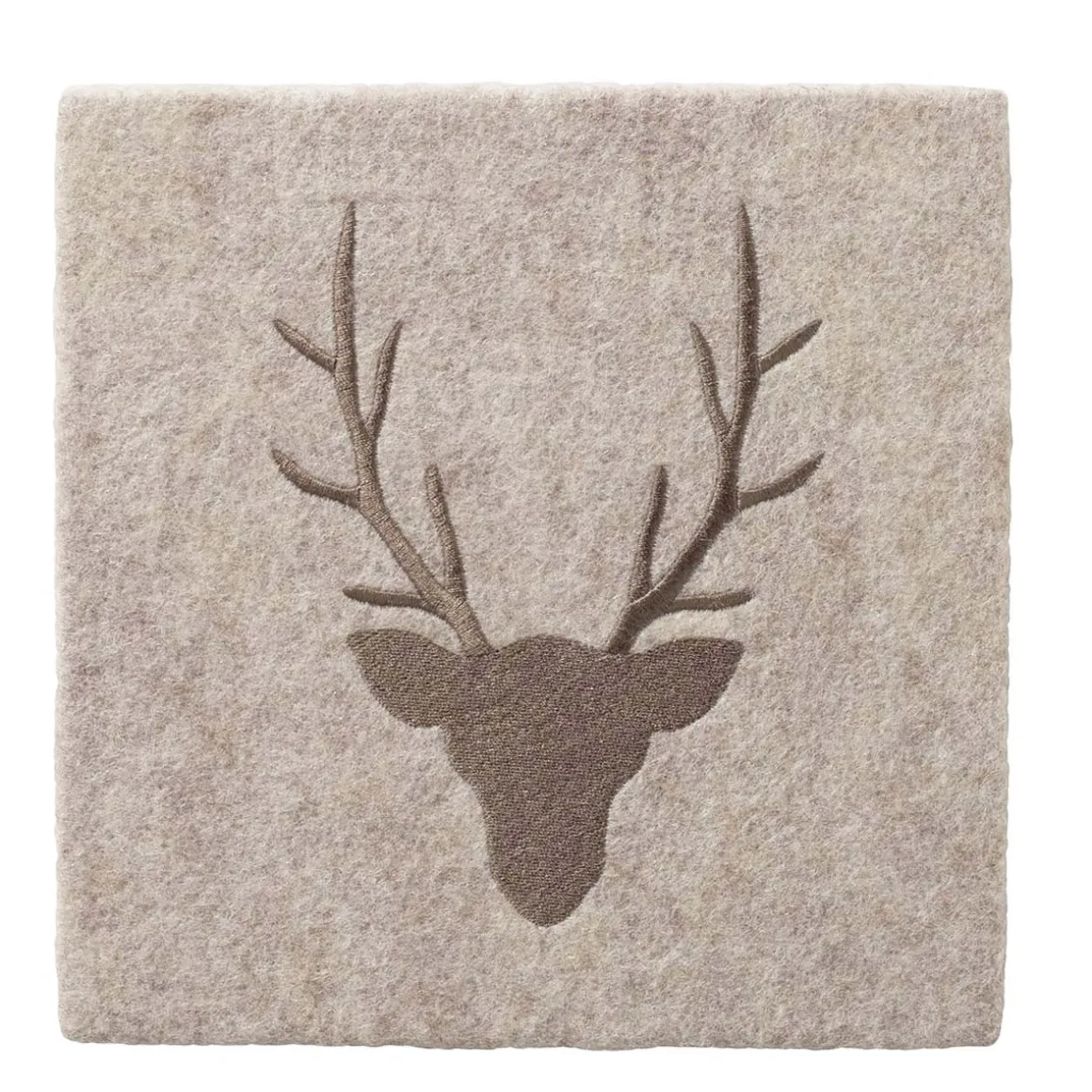 Deko Filzbild Hirsch Vilbert, Hirschkopf bestickt, braun-beige, 24x24cm, Boltze Home Collections