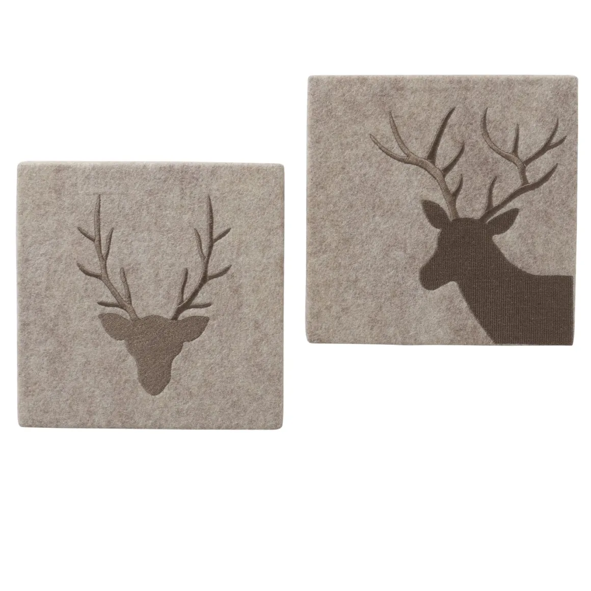 Deko Filzbild Hirsch Vilbert, Hirschkopf bestickt, braun-beige, 24x24cm, Boltze Home Collections